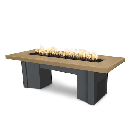 The Outdoor Plus 78 Alameda Fire Table Smooth Concrete, Brown Concrete Top, Silver Vein Powder Coat Base, Natural Gas OPT-ALMGFRC78FSEN-BRN-SLV-NG